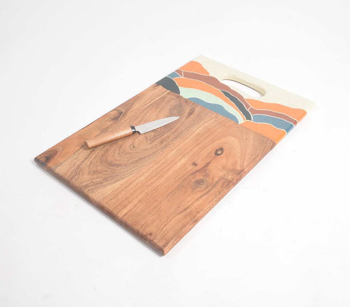 Abstract Enameled Mango Wood Chopping Board - Multicolor - VAQL101014100815