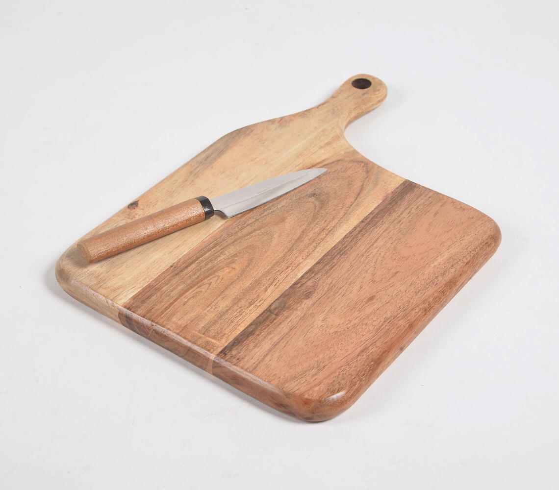 Polished Acacia Wood Chopping Board - Natural - VAQL101014100948