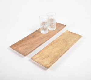 Classic mango wood panel Trays (set of 2) - Natural - VAQL101014100983