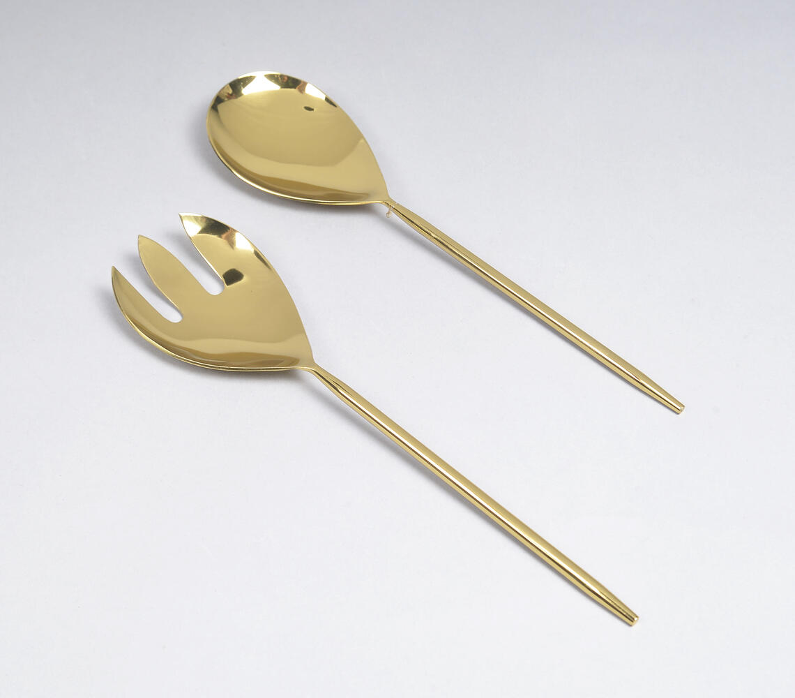 Gold-Toned Stainless Steel Classic Salad Servers (Set of 2) - Gold - VAQL101014101798