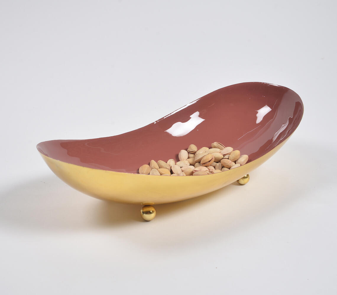 Enamelled Iron Brown Bean-Shaped Bowl - Multicolor - VAQL101014101806