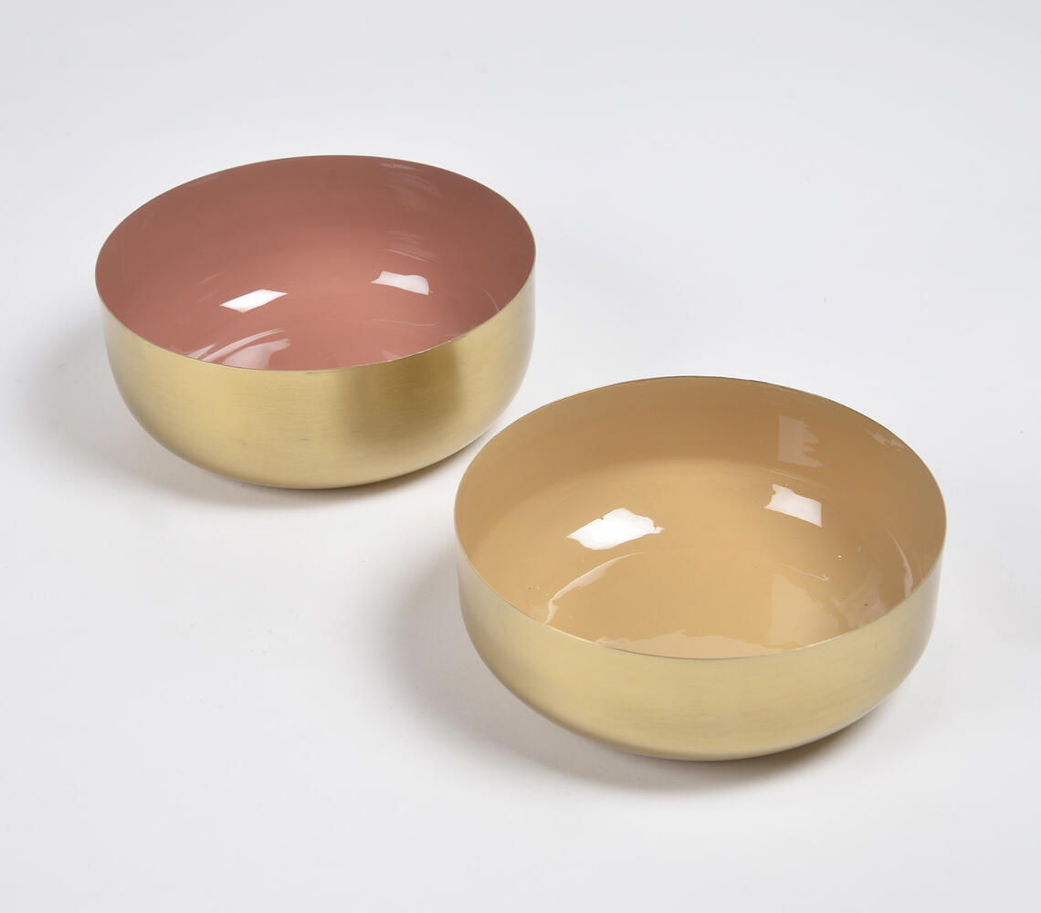 Enamelled Iron Dusty Rose & Beige Bowls (set of 2) - Multicolor - VAQL101014101813