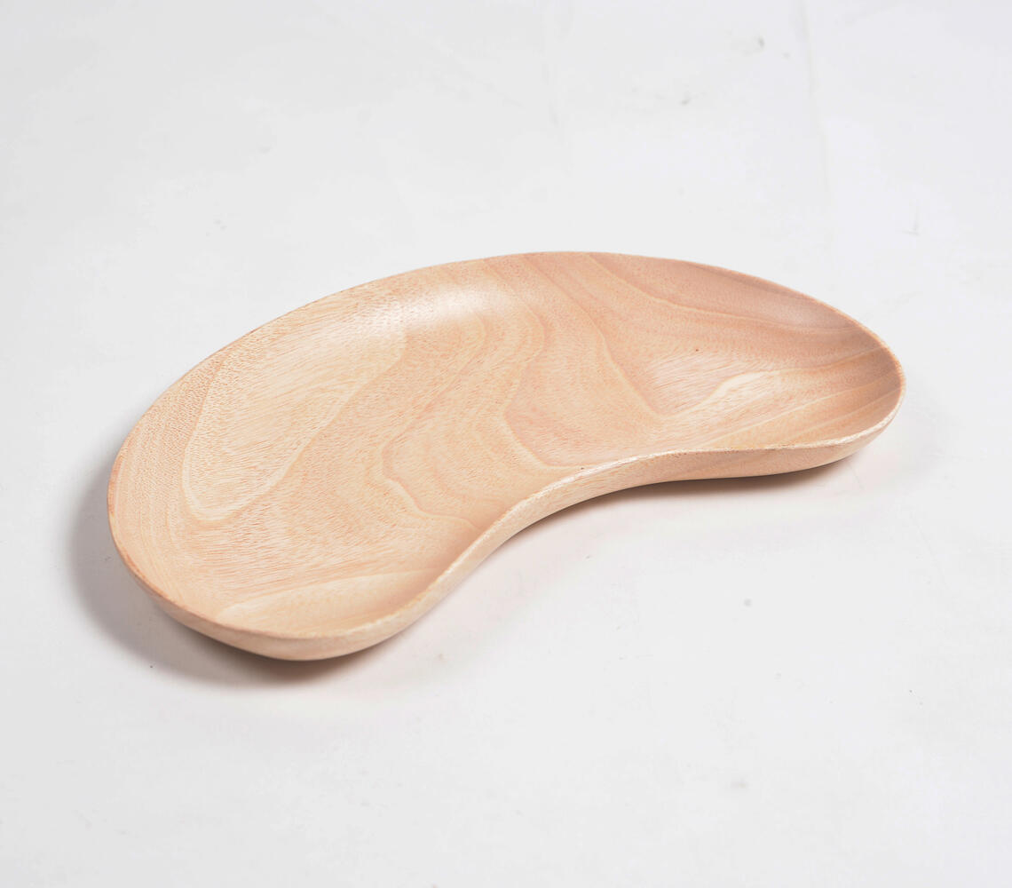 Classic Neem Wood Bean-Shaped Tray - Natural - VAQL101014103406