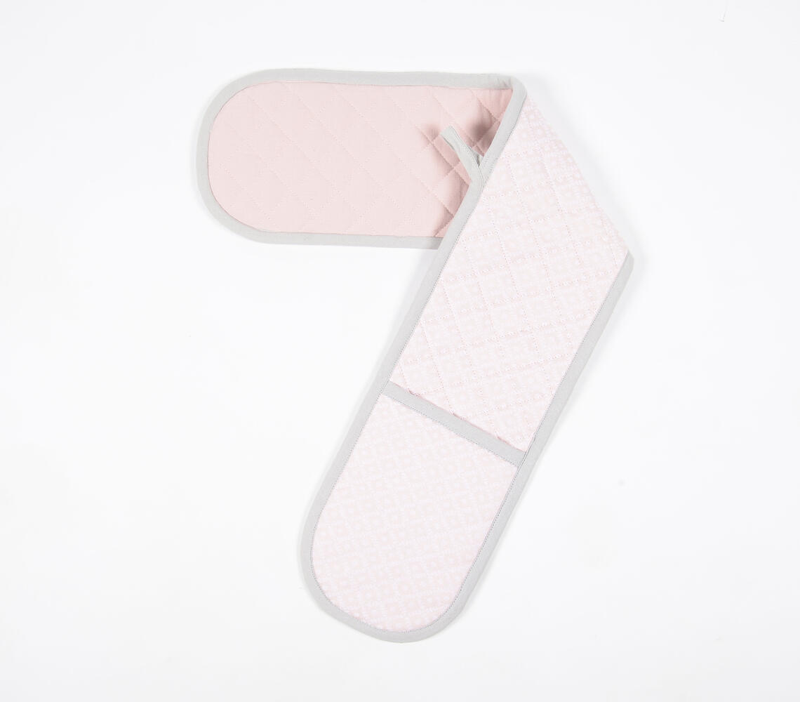 Pastel Pink Quilted Double Oven Mitt - Pink - VAQL101014105361