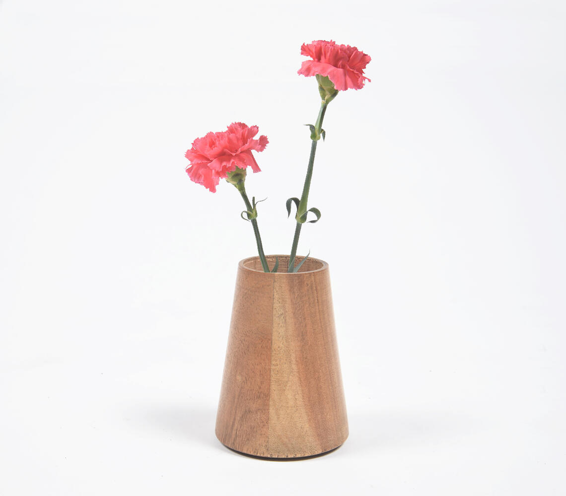 Wood Turned Cylindrical Tapered Vase - Natural - VAQL101014105540
