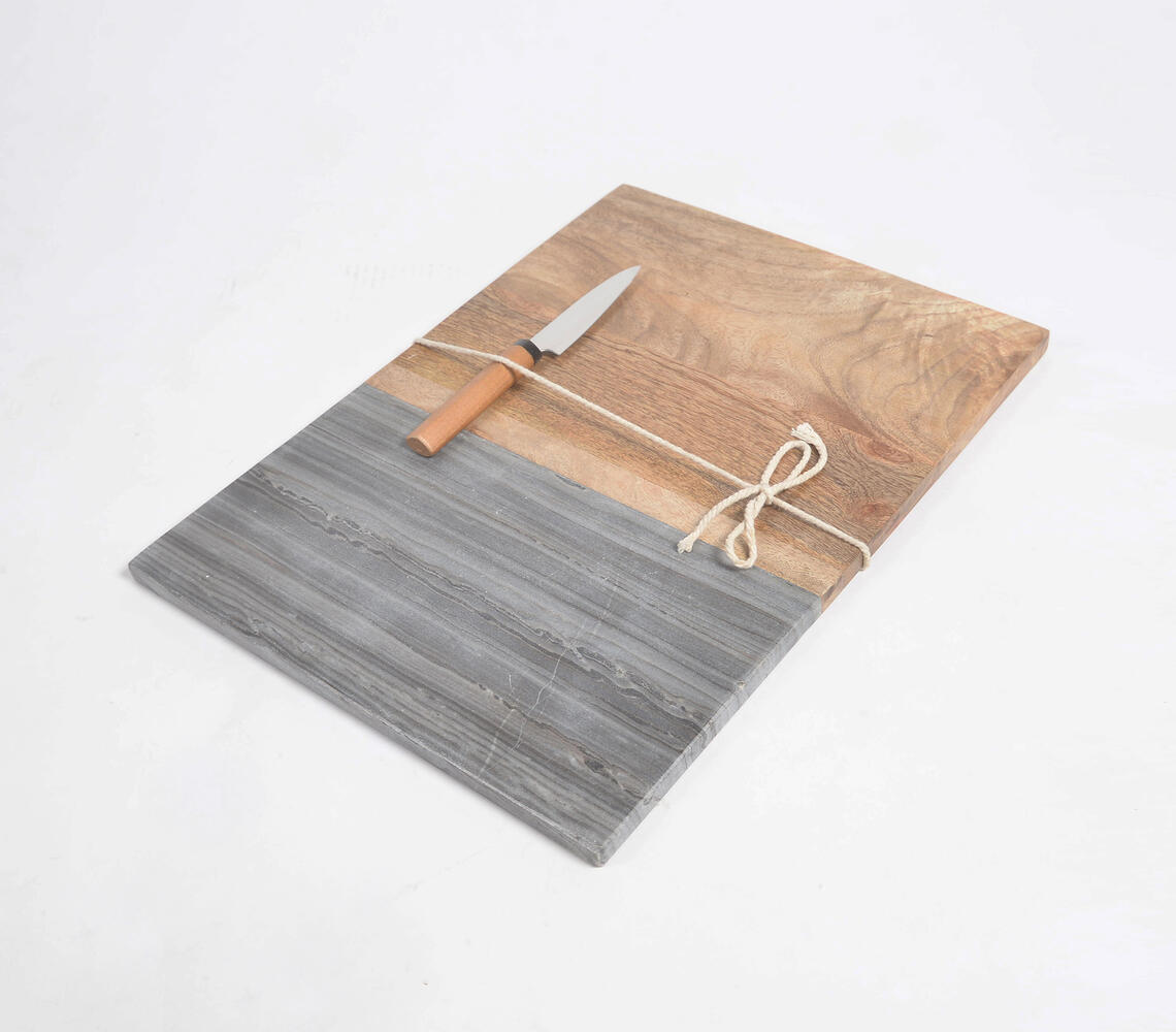 Colorblock Grey Stone & Wood Chopping Board Eco - Natural - VAQL101014105582