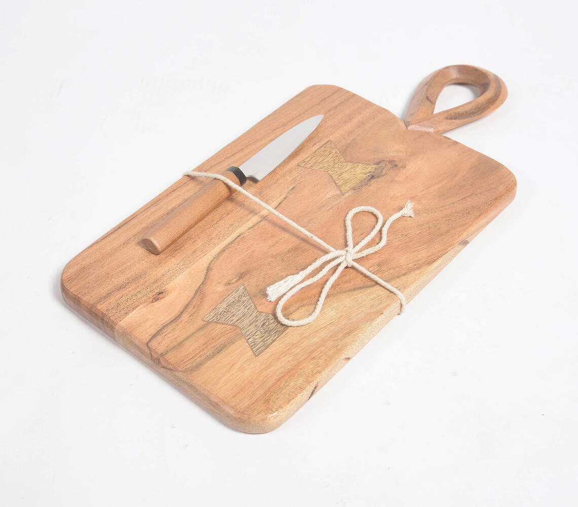 Minimal Cut-Out Acacia Wood Rectangle Chopping Board - Natural - VAQL101014105595