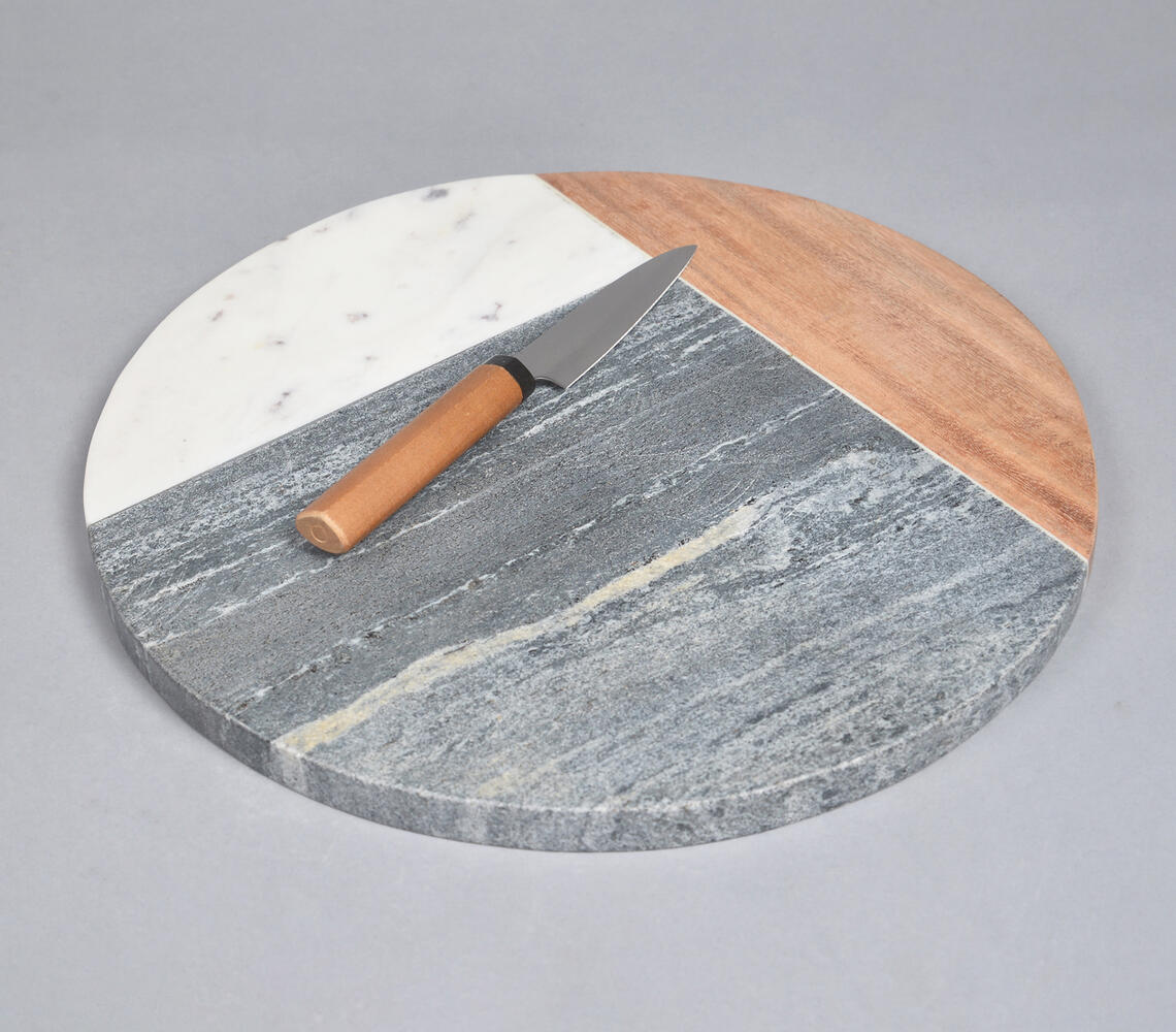 Colorblock Stone & Wood Chopping Board - Multicolor - VAQL101014105610