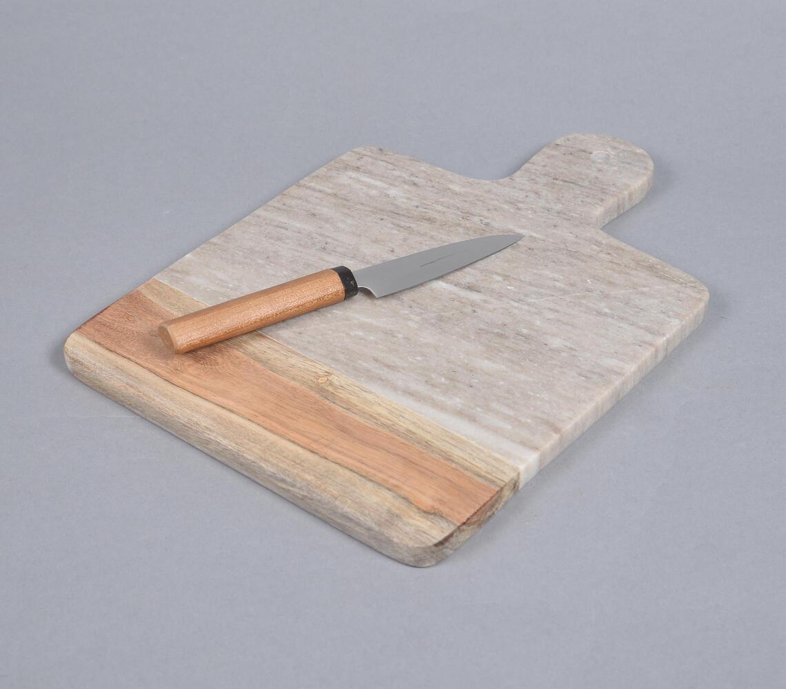 Joint Grey Stone & Wood Chopping Board - Off-White - VAQL101014105611