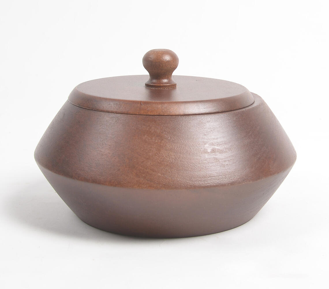 Classic Wooden Serving Bowl with Lid (Large) - Brown - VAQL101014108431