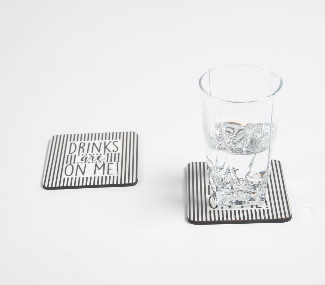 Drinks are on me! MDF Monochrome Coasters (Set of 2) - Multicolor - VAQL101014109705