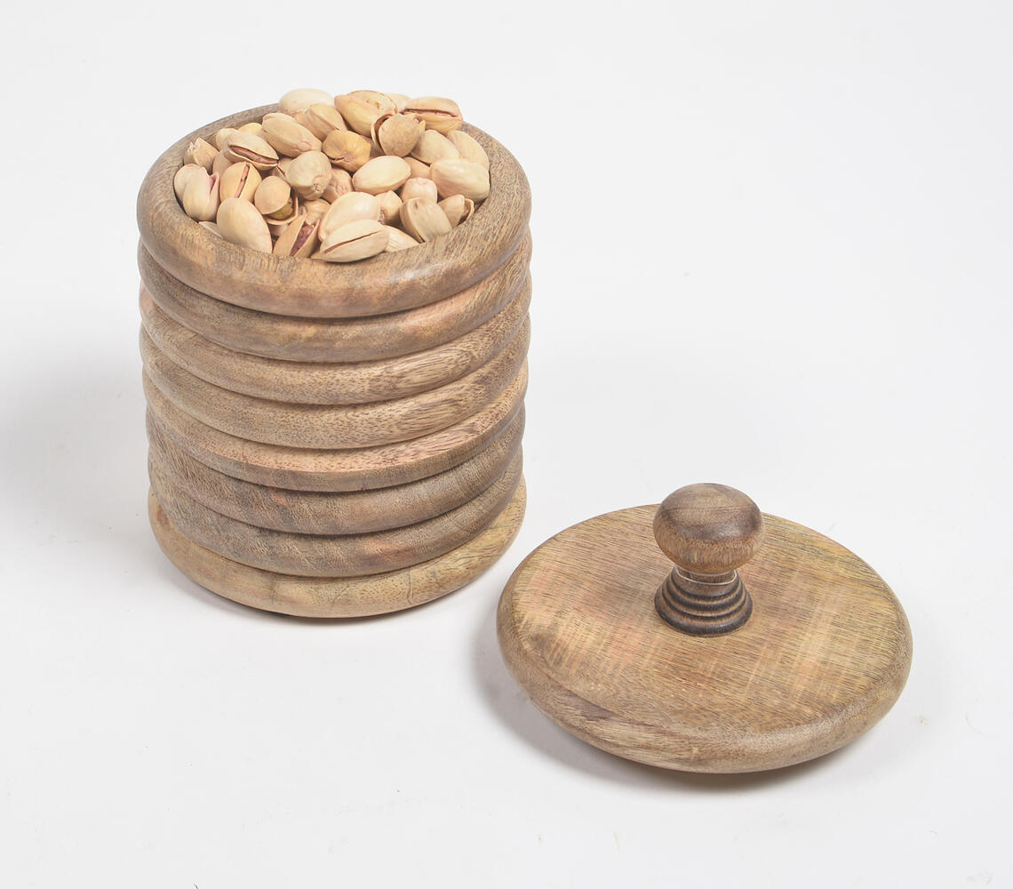 Stacker Design Wooden Jar With Lid - Natural - VAQL101014110184