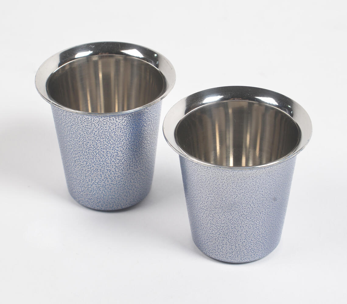Handmade Stainless Steel Blue Coffee Glass (Set of 2) - Blue - VAQL101014111230