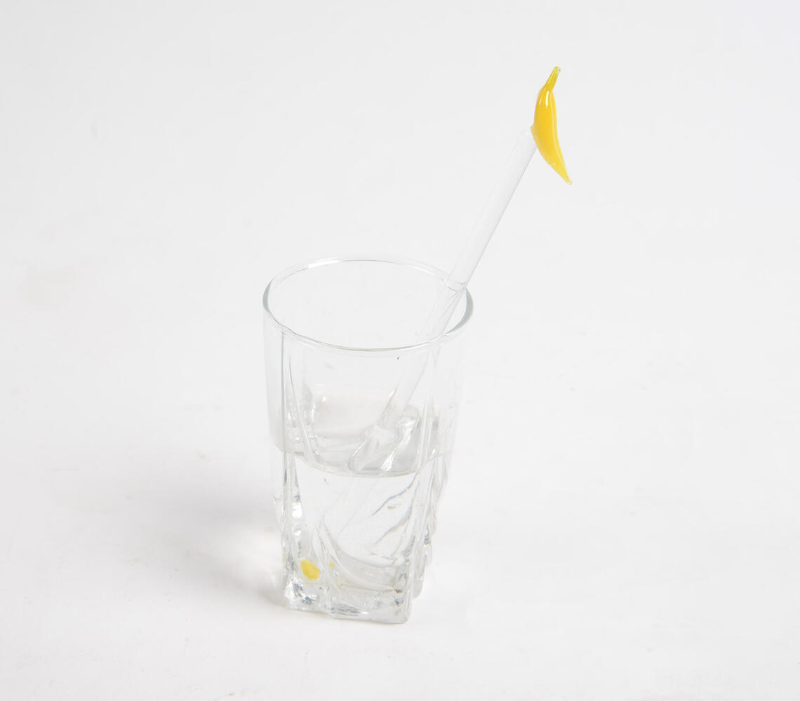 Glass Yellow Chilli Beverage Stirrer - Yellow - VAQL101014114725