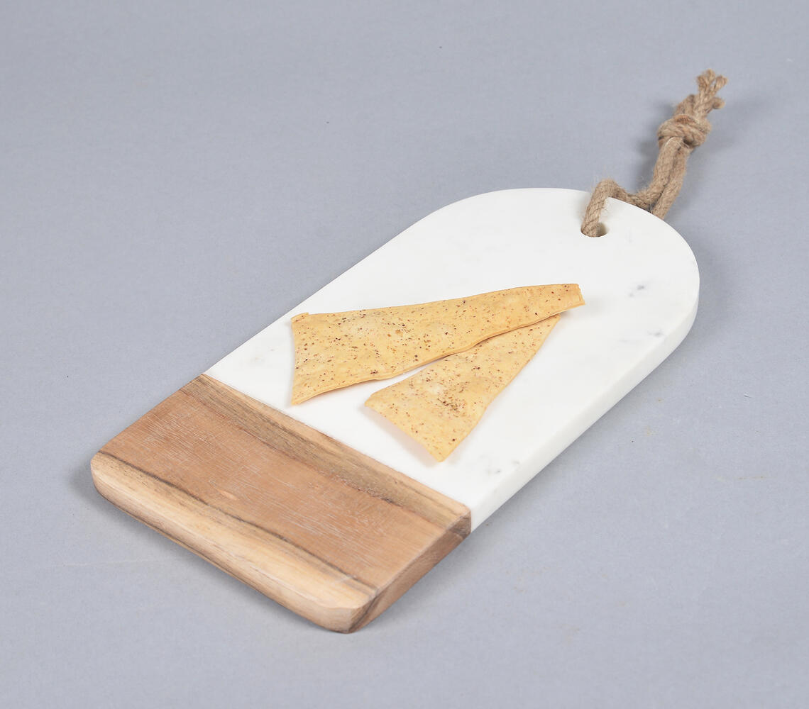 Classic Marble & Wood Cheese Board - White - VAQL101014121444