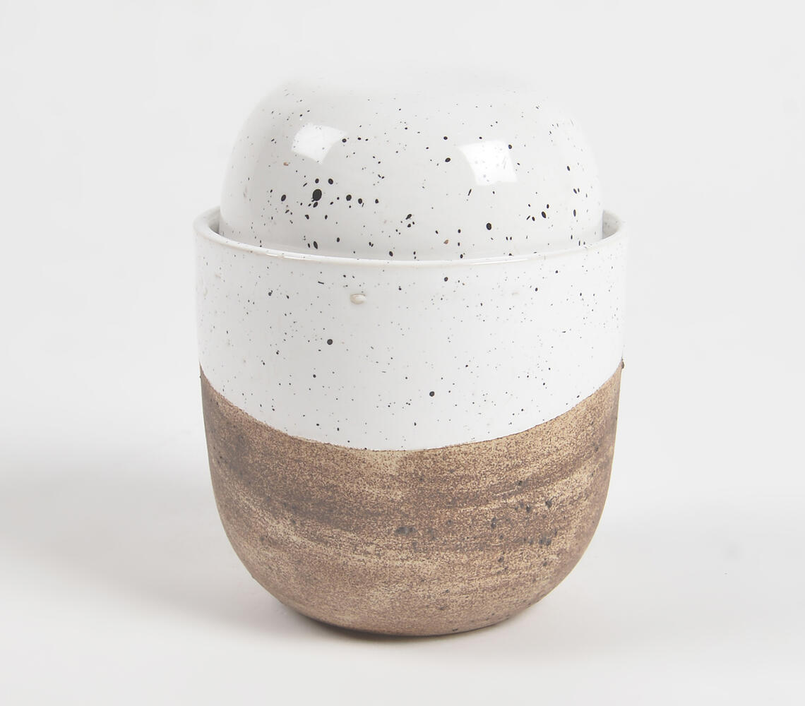 Almond Dipped Clay Jar with Lid - Multicolor - VAQL101014121540