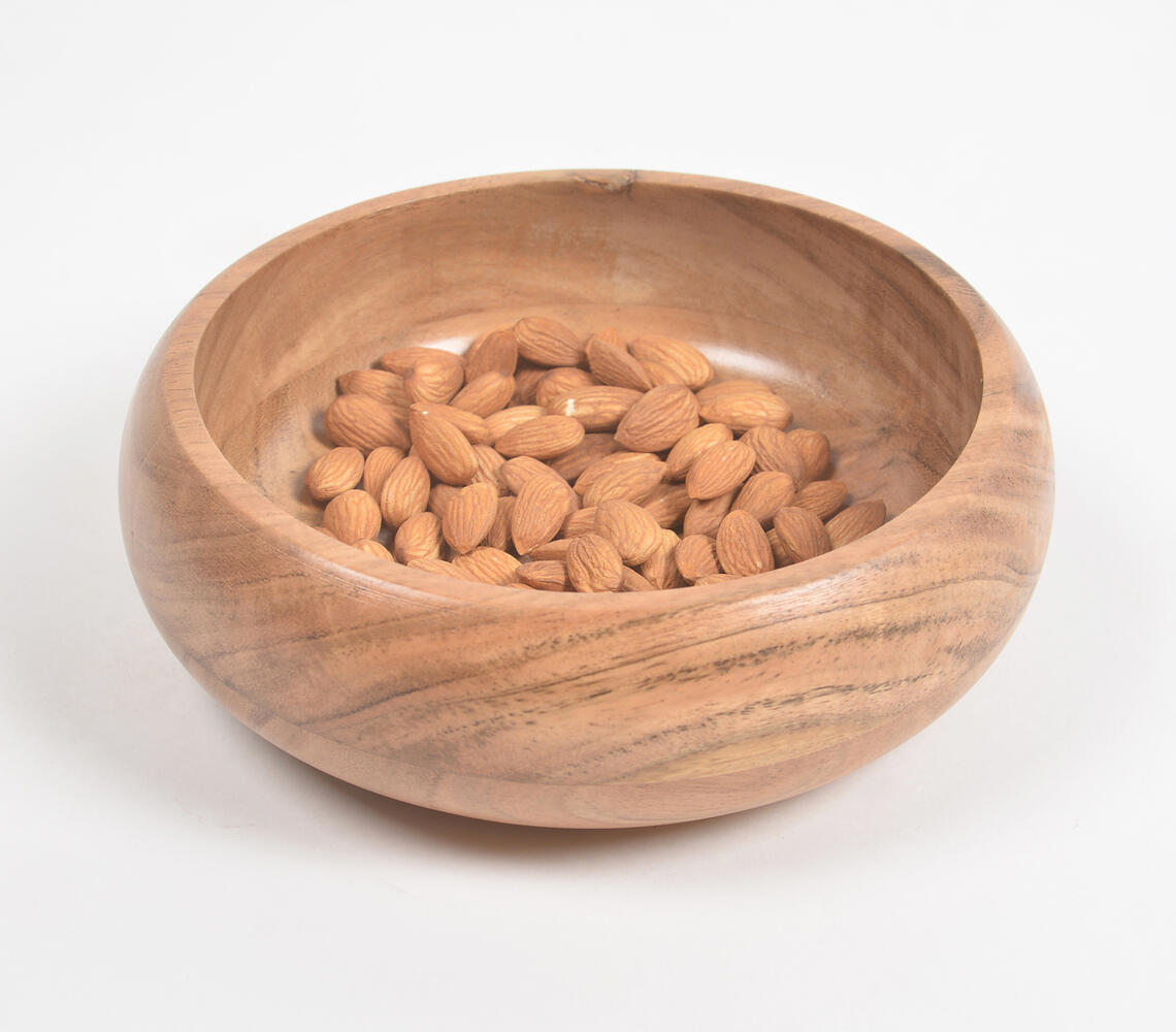 Bulky Natural Wooden Serving Bowl - Natural - VAQL101014126772