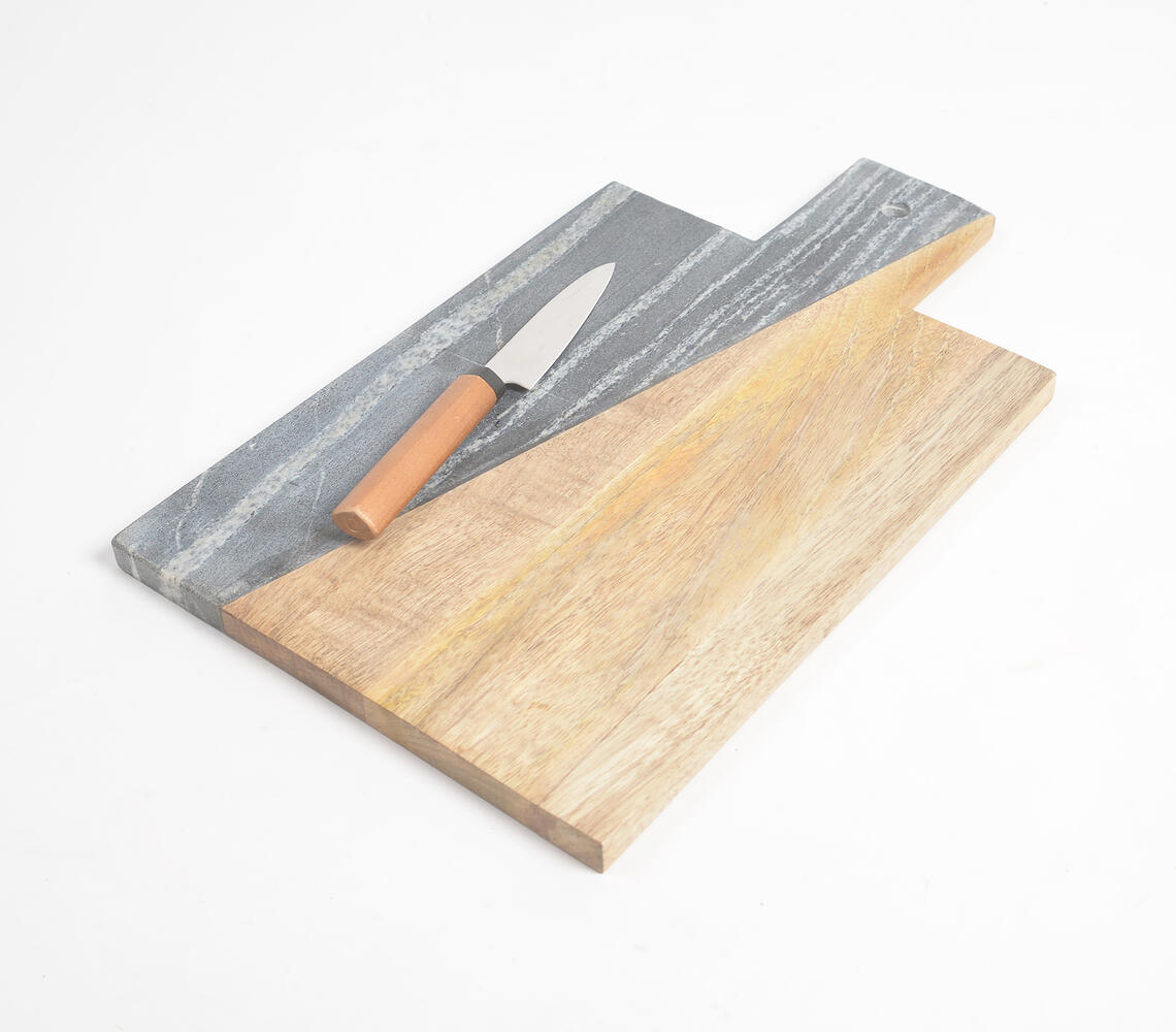 Fusion Natural Acacia Wood & Marble Chopping Board - Natural - VAQL101014126816