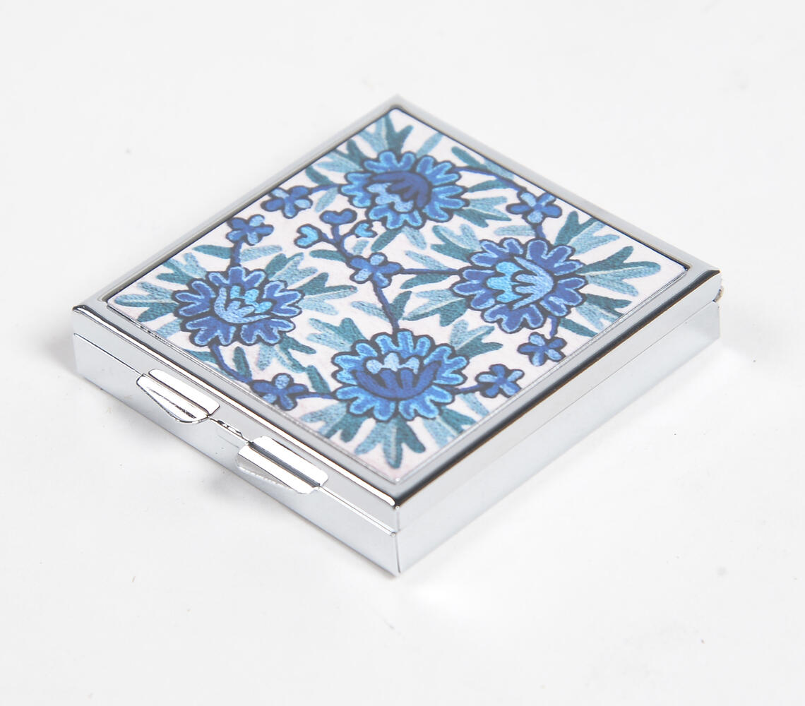 Die Cast Floral Pill Box - Blue - VAQL101014127000