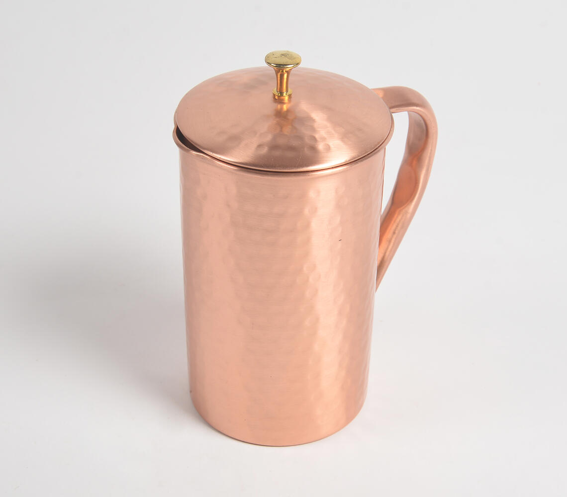 Hand Beaten Textured Copper Lacquer Coated Jug - Copper - VAQL101014129484