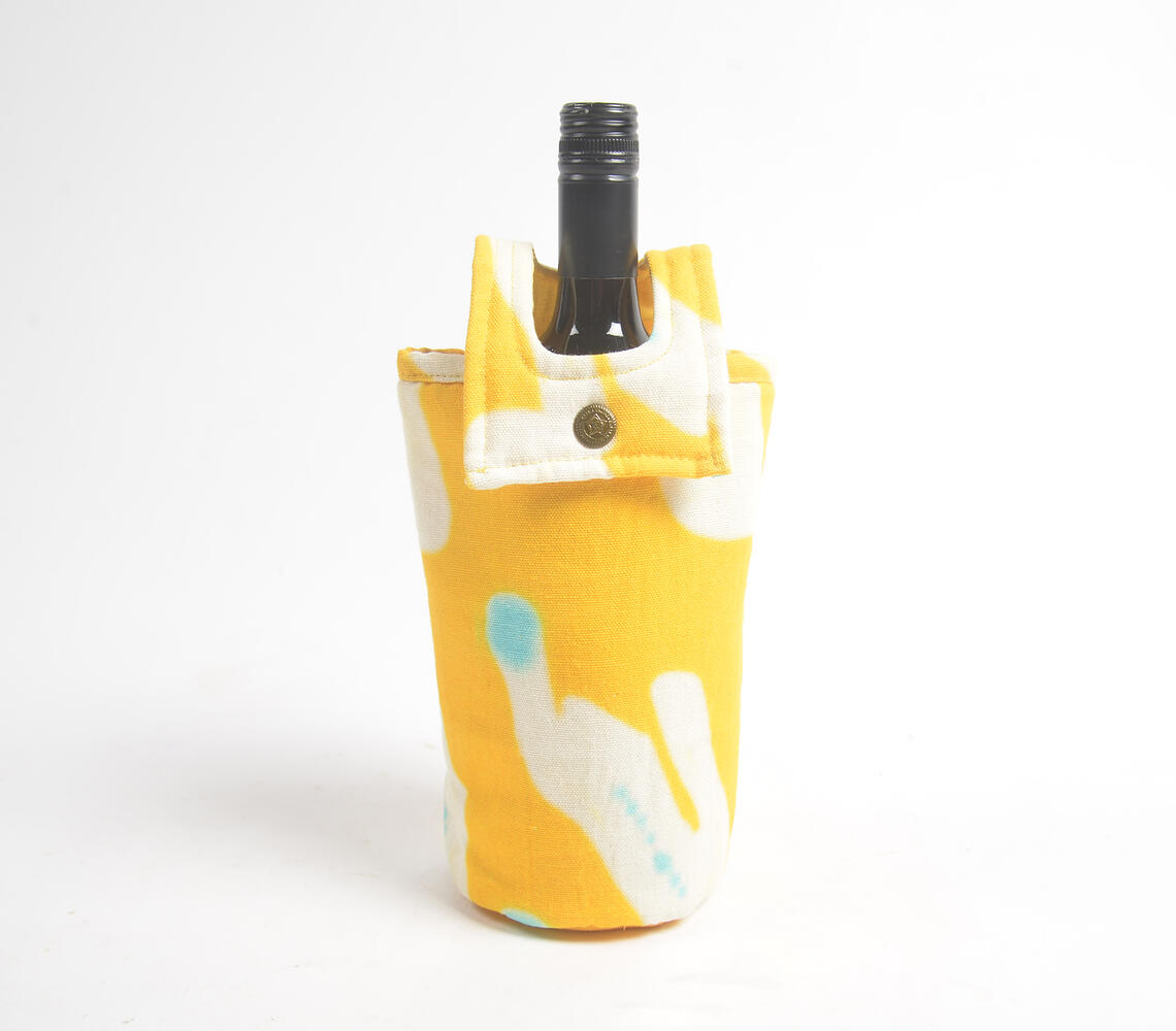 Abstract Yellow fabric wine Bottle bag - Yellow - VAQL101014131957