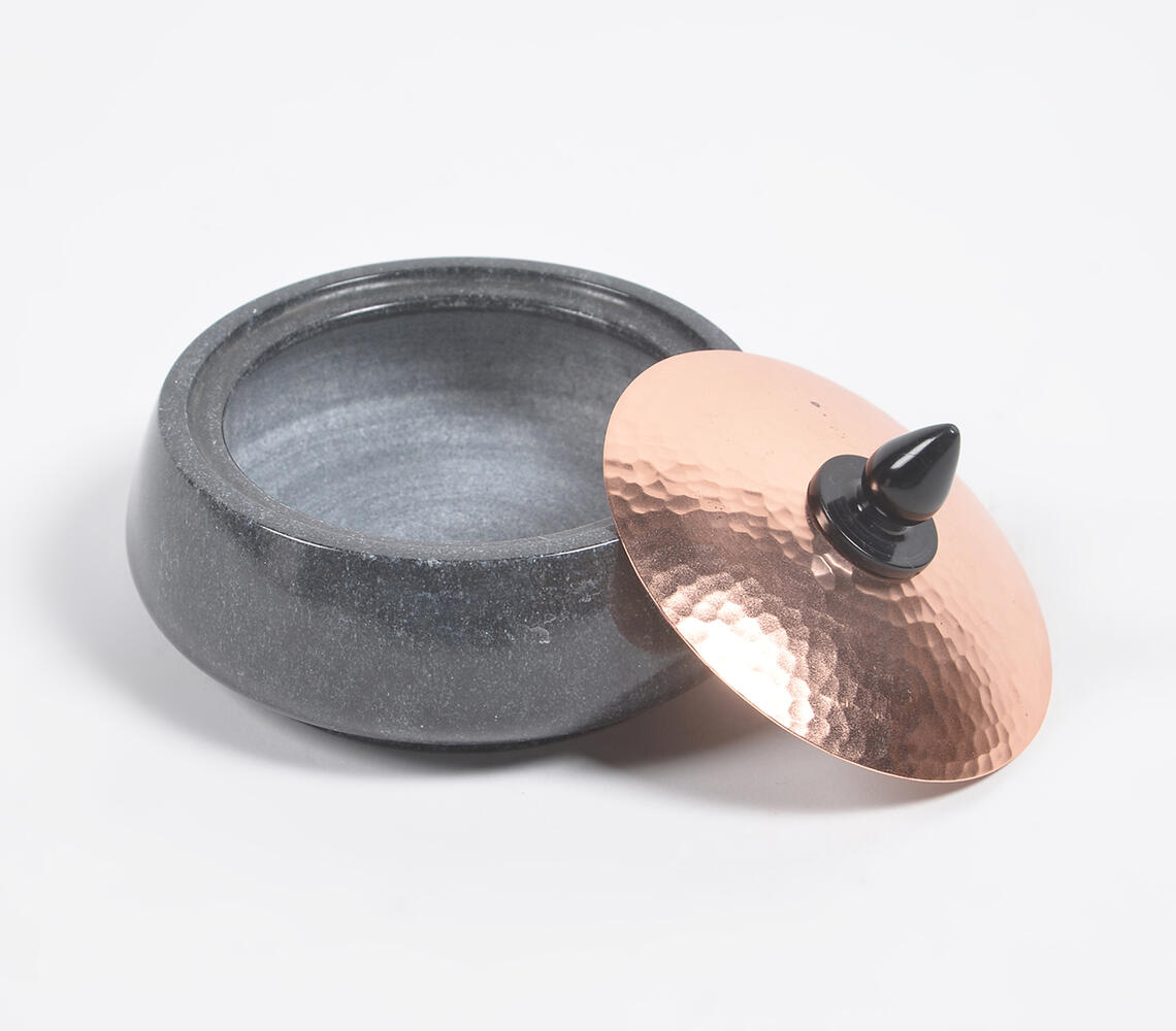 Noir Marble Trinket Box with Copper Lid - Black - VAQL101014140075