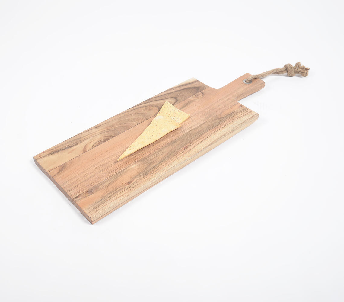 Classic Hand Cut Acacia Wood Cheese Board - Natural - VAQL101014140087