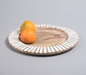 Hand Cut & Painted Mango Wood Charger Plate - Off-White - VAQL10101472673