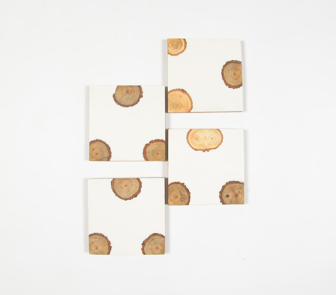 Earthy Log Coasters (set of 4) - White - VAQL10101473598