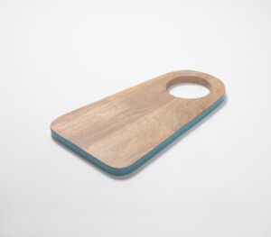 Teal Bordered Wooden Chopping board - Natural - VAQL10101476027