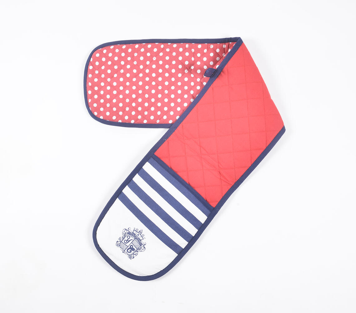 Polka Dots Quilted Cotton Oven Mitt - Red - VAQL10101476188