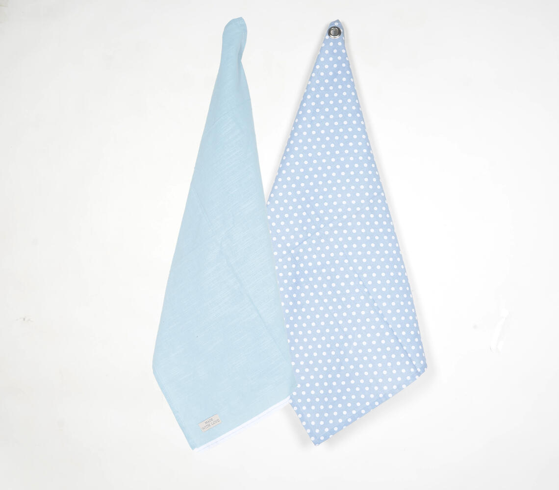 Polka Dots Blue Kitchen Towels (Set of 2) - Blue - VAQL10101476197