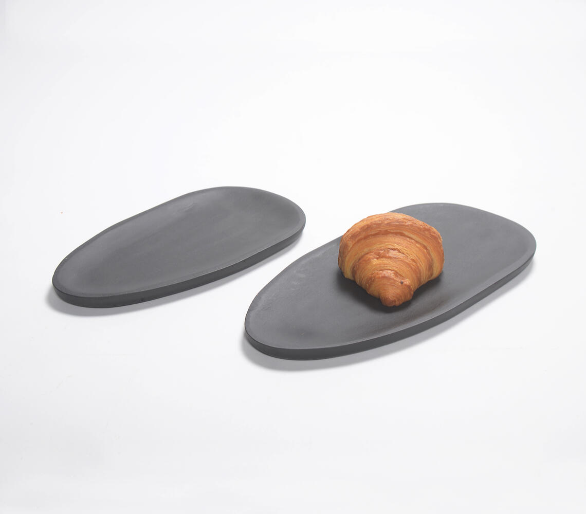 Noir Tinted Acacia Wood Oval Serving Boards (Set of 2) - Black - VAQL10101479733