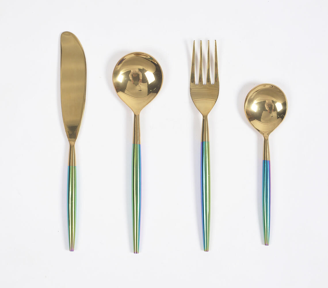 Chrome Enamelled Stainless Steel Cutlery Set - Multicolor - VAQL10101479824