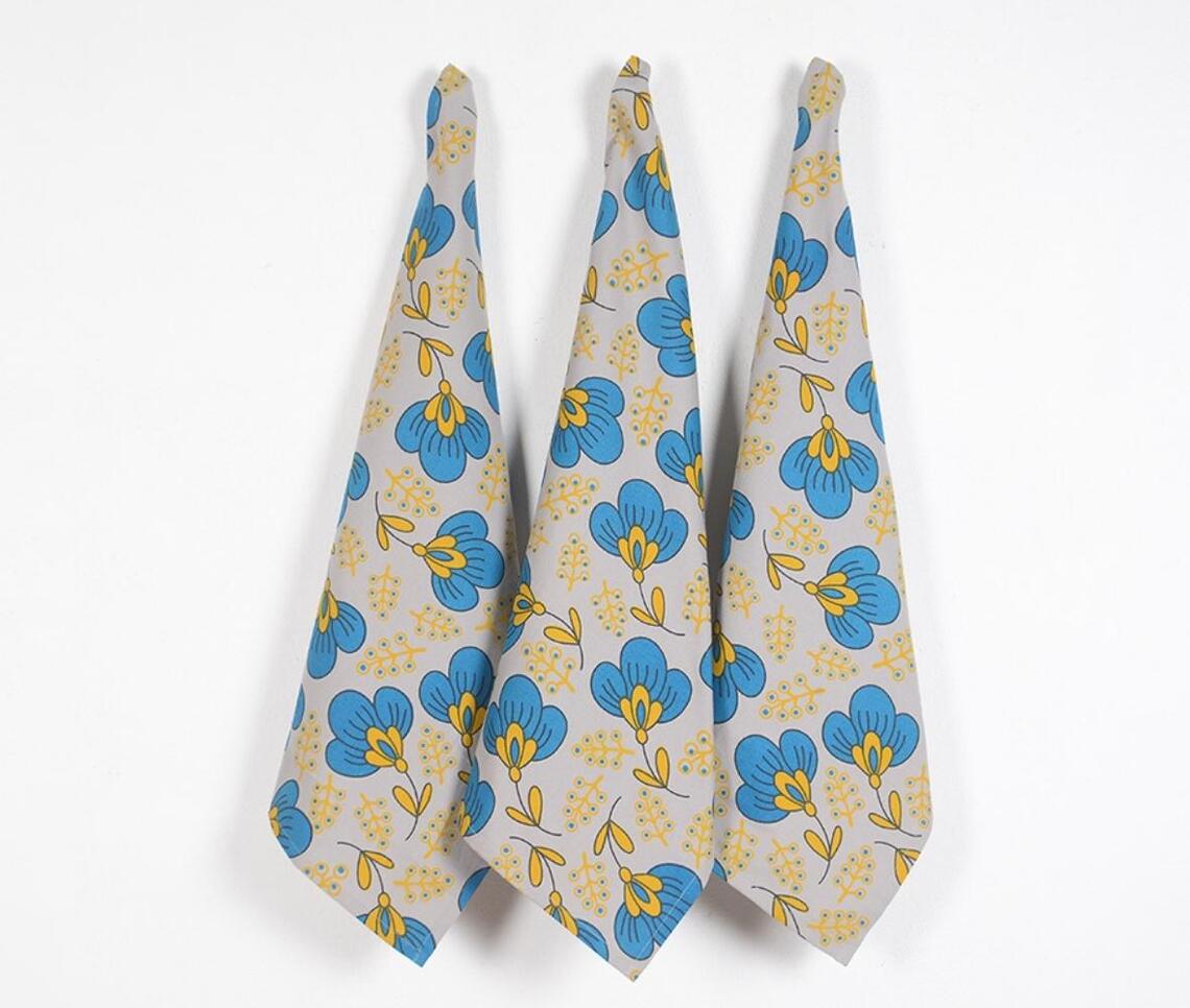 Printed Floral Kitchen Towels (set of 3) - Multicolor - VAQL10101480703