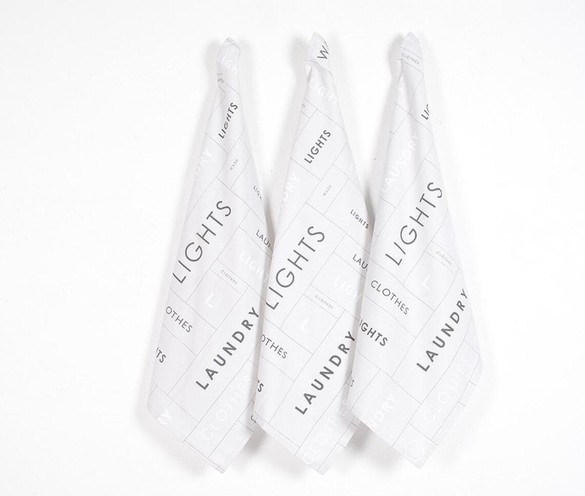 Typographic Kitchen Towels (set of 3) - White - VAQL10101480712
