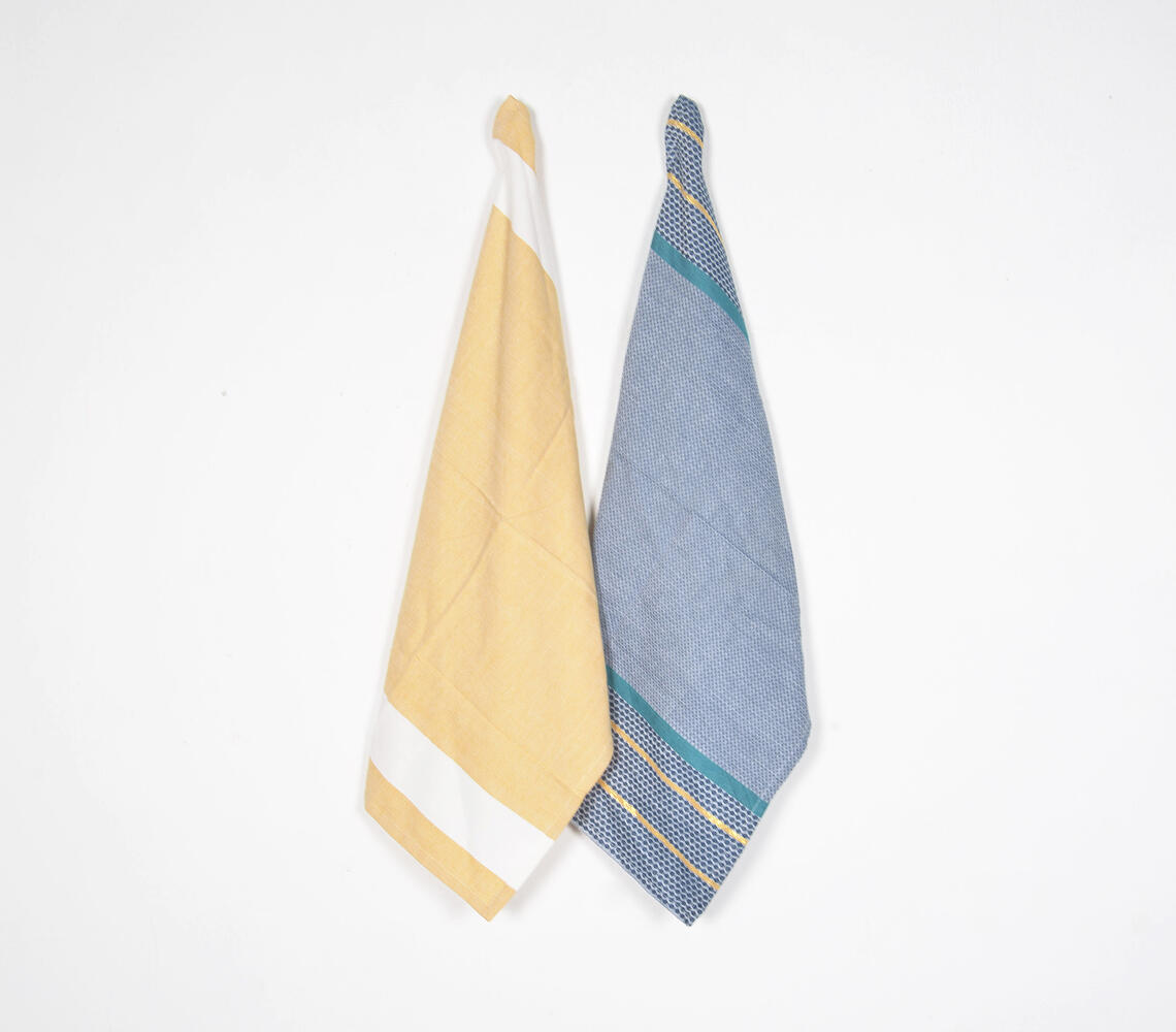 Striped Cotton Kitchen Towels (set of 2) - Multicolor - VAQL10101480746