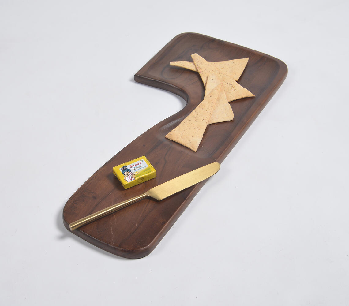 Dark Polished Acacia Wood Serving Board - Brown - VAQL10101485757