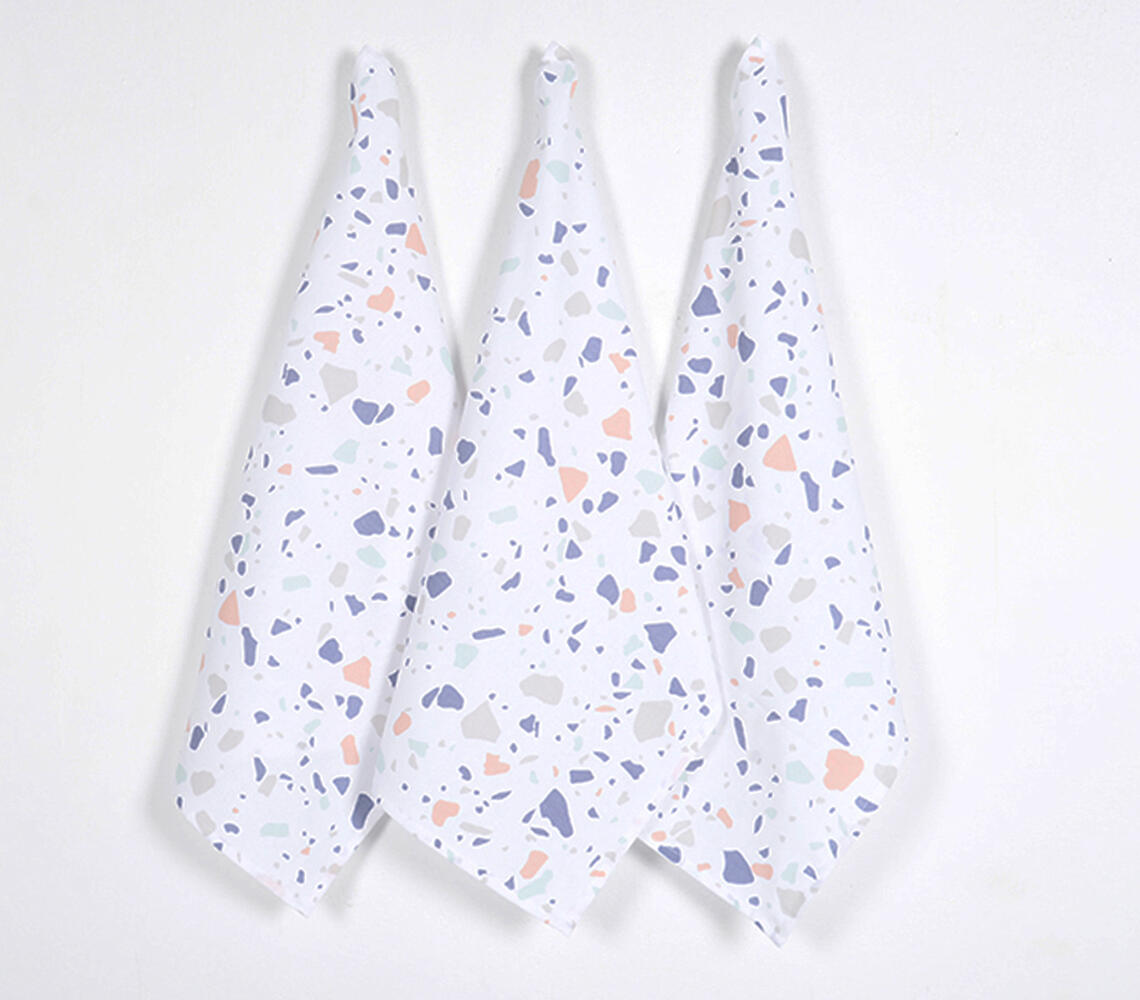 Handwoven Cotton Terrazzo Printed Kitchen Towels (set of 3) - Multicolor - VAQL10101488456