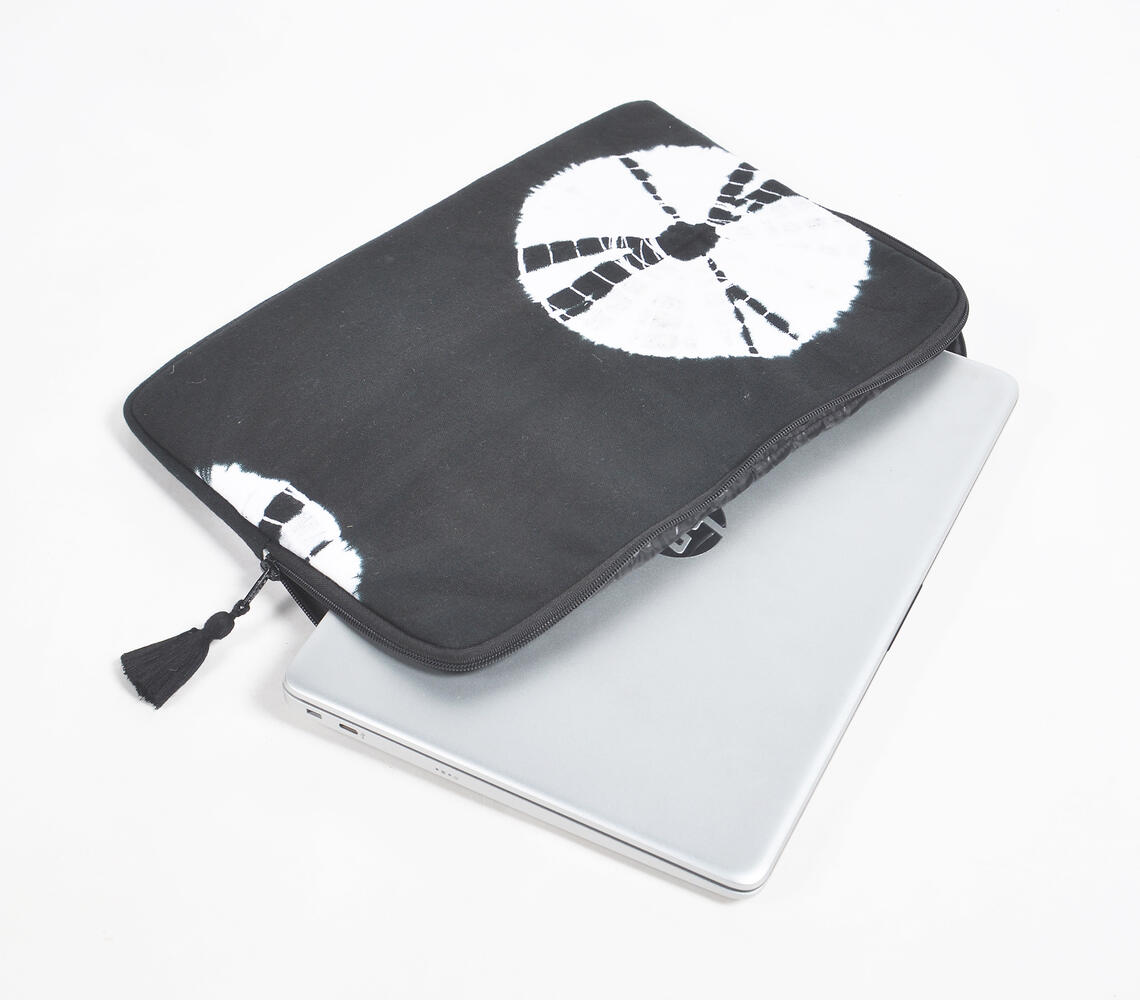 Hand Stitched Abstract Canvas Black Laptop Sleeve - Black - VAQL101015105343