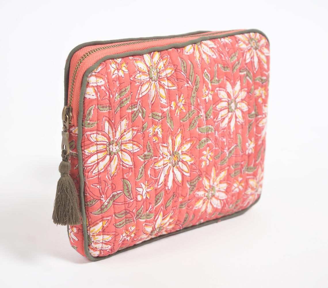 Quilted Cotton Botanical Red Ipad Sleeve - Red - VAQL101015105346