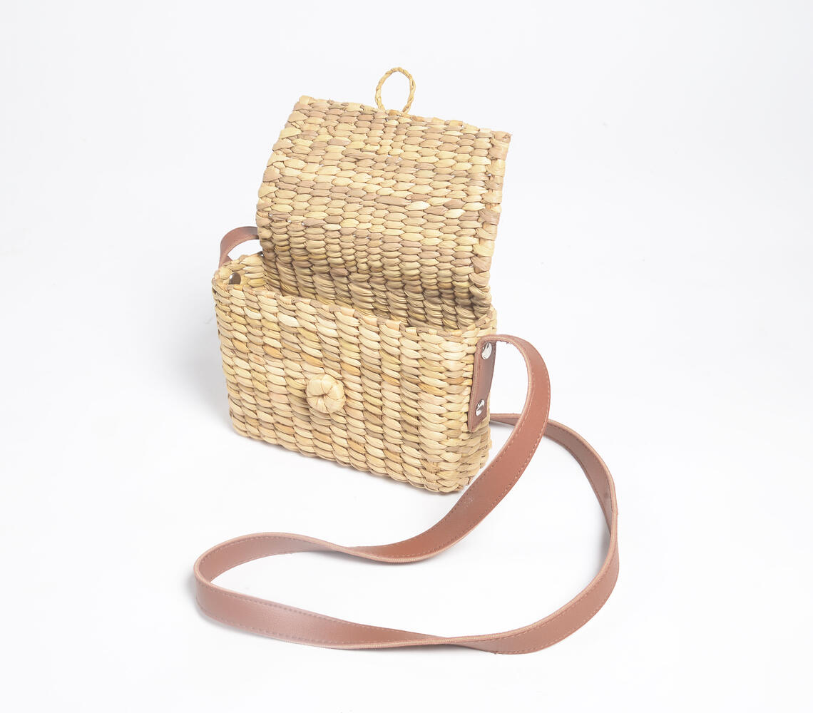 Handwoven kauna Grass Sling Bag - Natural - VAQL10101579305
