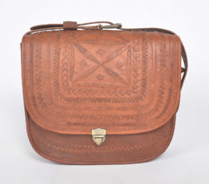 Punch Work Kutch Leather Sling Bag - Brown - VAQL10101599685