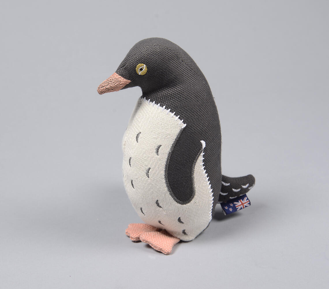 Embroidered Recycled Fabric Plush Penguin Toy - Grey - VAQL10101673854