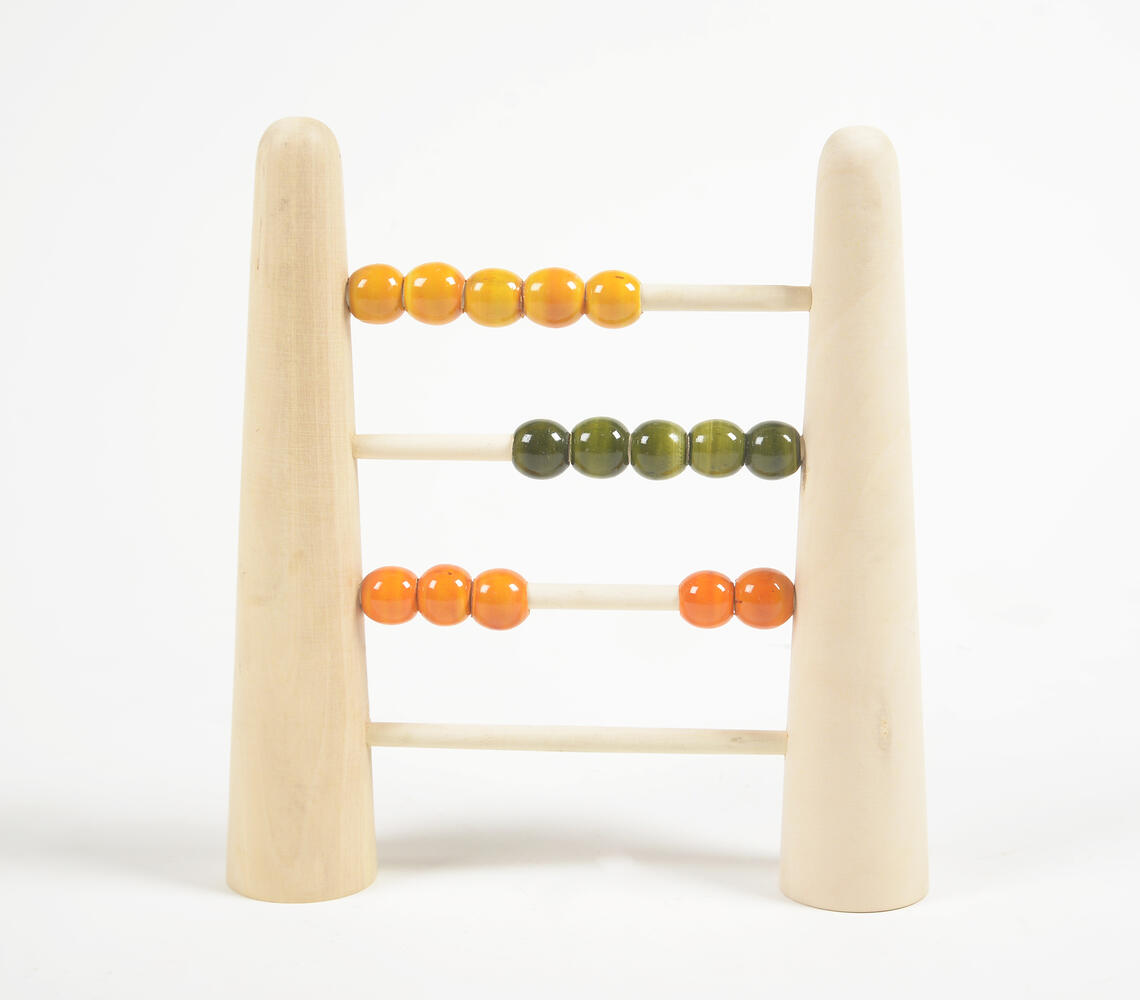 Turned & Lacquered Acacia Wood Abacus for Kids - Multicolor - VAQL10101674419