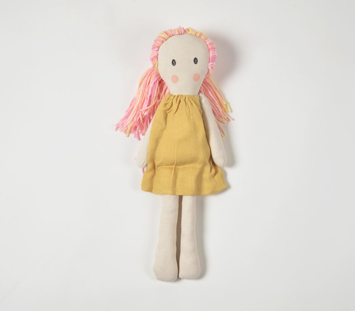 Handmade Pink-Haired Plush Rag Doll - Pink - VAQL10101688484