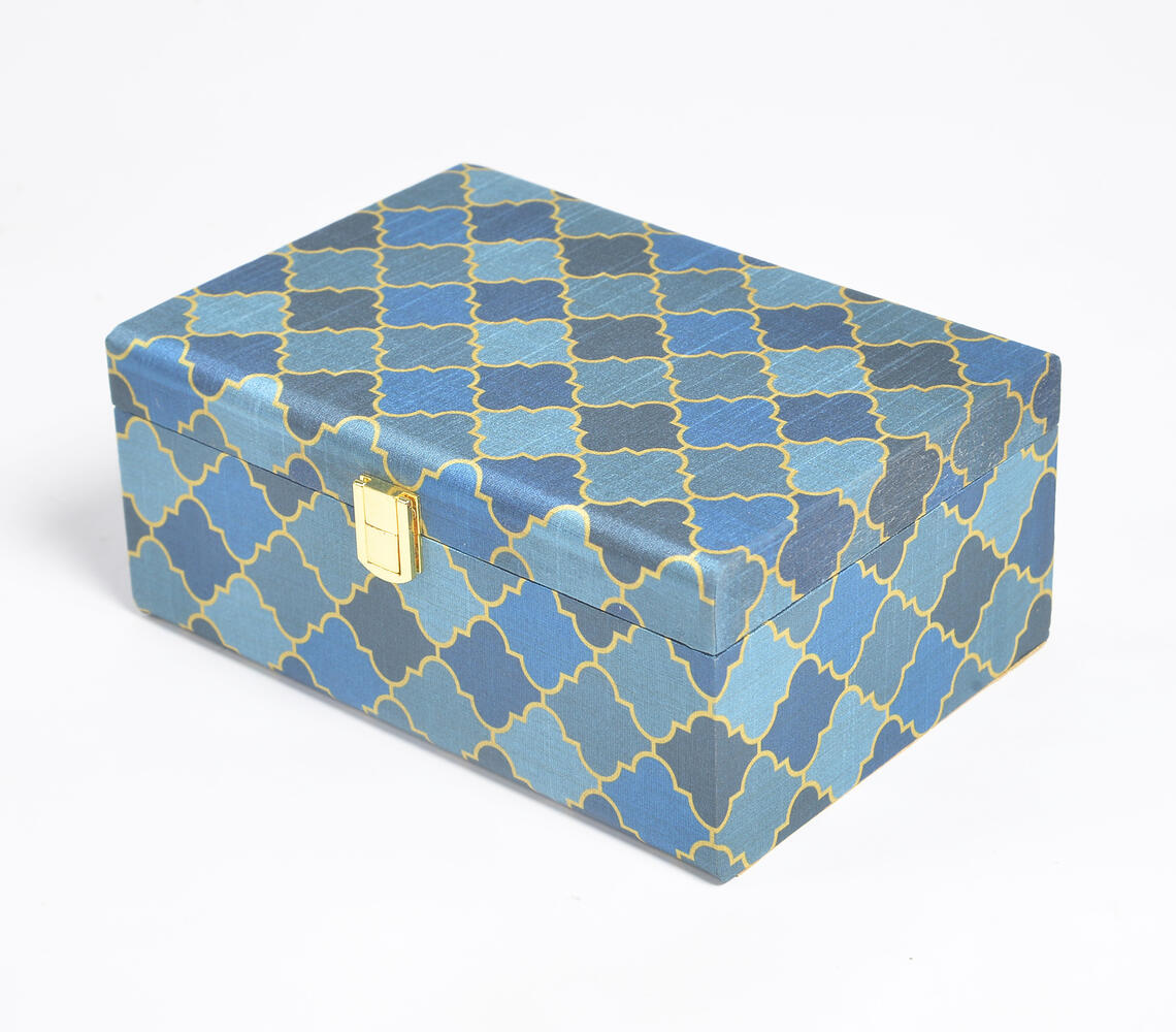 Geometric Print Tusser Silk Jewelry Box - Multicolor - VAQL101018101646