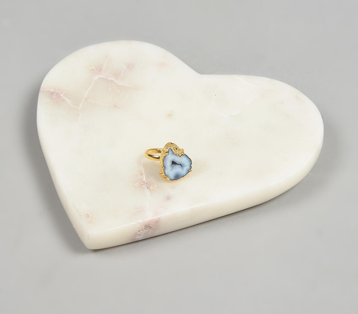 Handmade Agate Gemstone Ring - Blue - VAQL101018109229