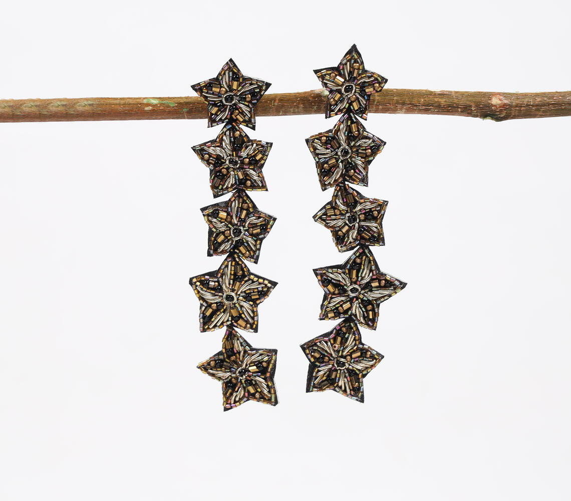 Beaded Starry Drop Earrings - Multicolor - VAQL101018111974
