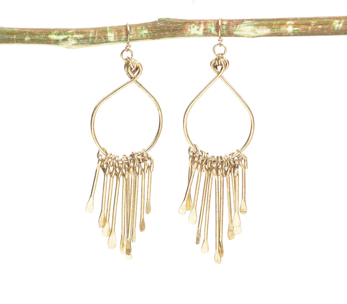 Gold-Toned Iron Shoulder Duster Earrings - Gold - VAQL101018111987